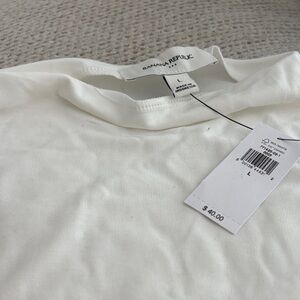 NWT Banana Republic off white mock neck sleeveless tee Tall Large.
